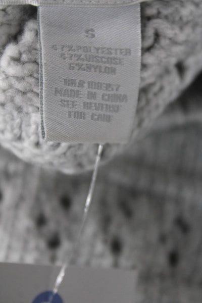 Design History Women Pullover Mock Neck Geometric Gray Sweater Size S