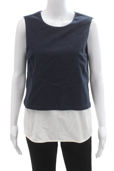 Theory Womens Basic Sleeveless Crew Neck Dark Blue Tank Size M