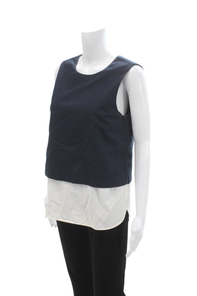Theory Womens Basic Sleeveless Crew Neck Dark Blue Tank Size M