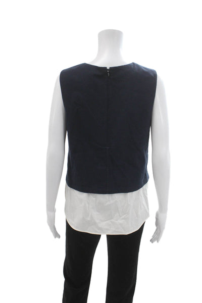 Theory Womens Basic Sleeveless Crew Neck Dark Blue Tank Size M
