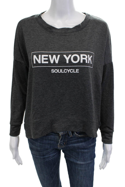 Soul Cycle Womens Pullover Sweatshirt Dark Gray Graphic Crewneck Size XS
