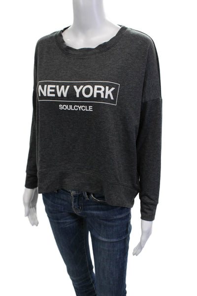 Soul Cycle Womens Pullover Sweatshirt Dark Gray Graphic Crewneck Size XS