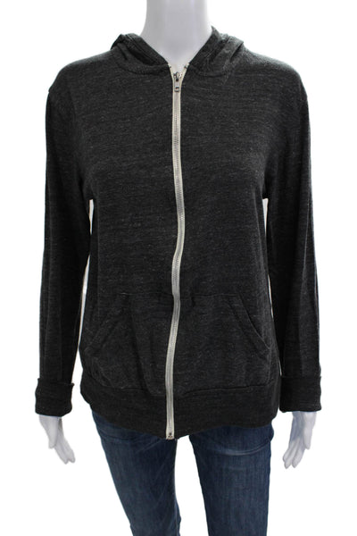 Soul Cycle Womens Full-Zip Hoodie Dark Gray Skull Graphic Long Sleeve Size L