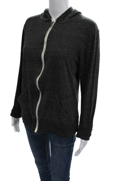 Soul Cycle Womens Full-Zip Hoodie Dark Gray Skull Graphic Long Sleeve Size L