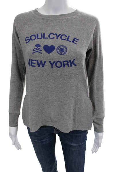 Soul Cycle Unisex Gray Pullover Sweater Graphic Print Long Sleeve Size XS