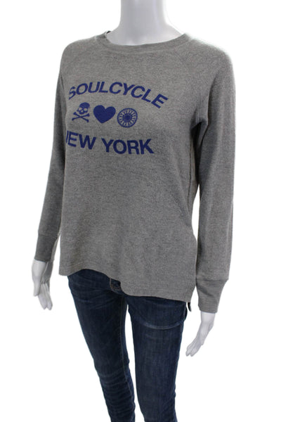 Soul Cycle Unisex Gray Pullover Sweater Graphic Print Long Sleeve Size XS