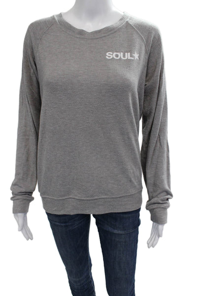 Soul Cycle Womens Pullover Sweatshirt Gray Stars Crew Neck Long Sleeve Size S