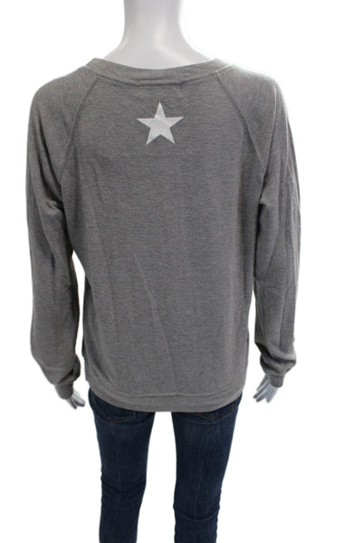 Soul Cycle Womens Pullover Sweatshirt Gray Stars Crew Neck Long Sleeve Size S