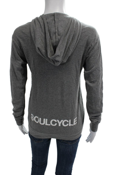 Soul Cycle Women Full-zip Hoodies Gray Skull Graphic Long Sleeve Size M