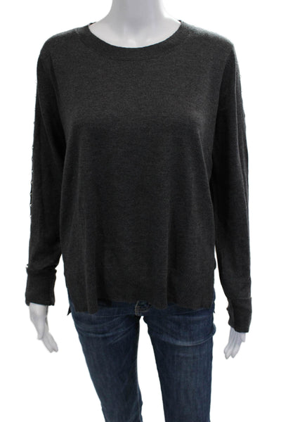 Fate By LFD Womens Dark Gray Pullover Sweater Lace Up Crew Neck Size L