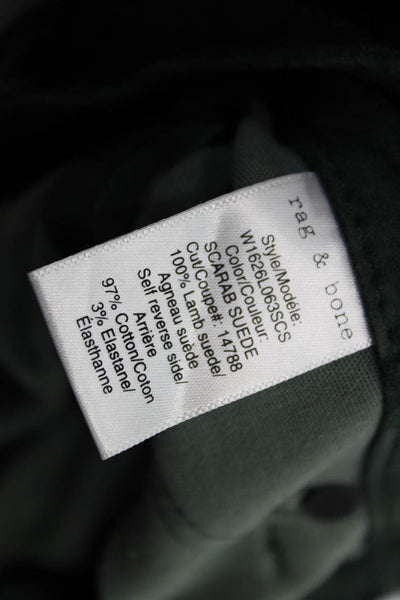 Rag & Bone Women Ankle Jegging Pants Green Button 97% Cotton Size 29