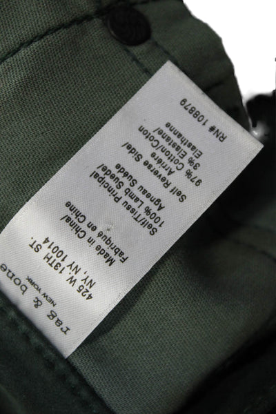 Rag & Bone Women Ankle Jegging Pants Green Button 97% Cotton Size 29