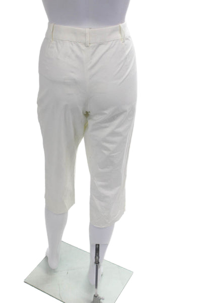 Rena Lange Women Capri Pants White Hook & Eye 96% Cotton 4% Elastane Size 8