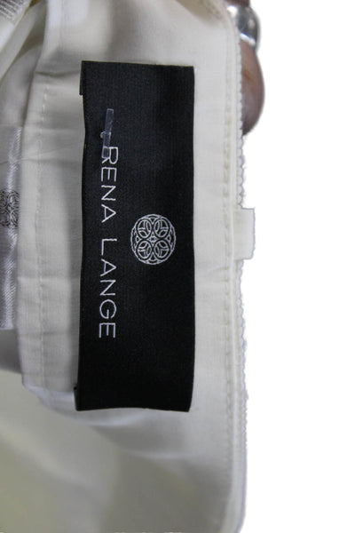 Rena Lange Women Capri Pants White Hook & Eye 96% Cotton 4% Elastane Size 8