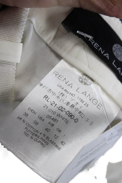 Rena Lange Women Capri Pants White Hook & Eye 96% Cotton 4% Elastane Size 8