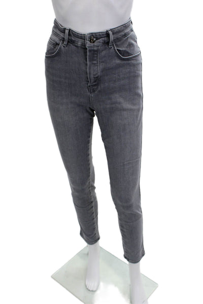 Massimo Dutti Womens Skinny Ankle Jeans Gray High Rise 28 Inseam Size 10