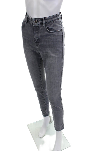 Massimo Dutti Womens Skinny Ankle Jeans Gray High Rise 28 Inseam Size 10