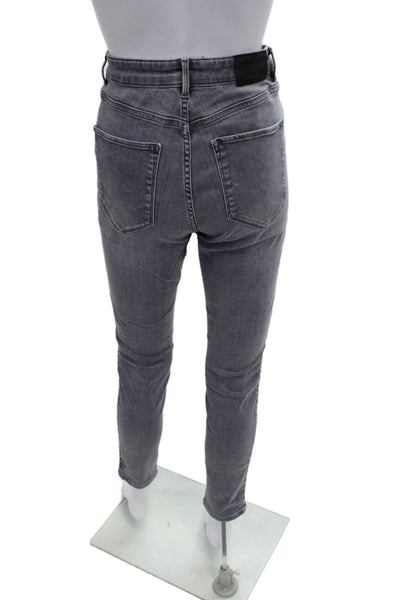 Massimo Dutti Womens Skinny Ankle Jeans Gray High Rise 28 Inseam Size 10