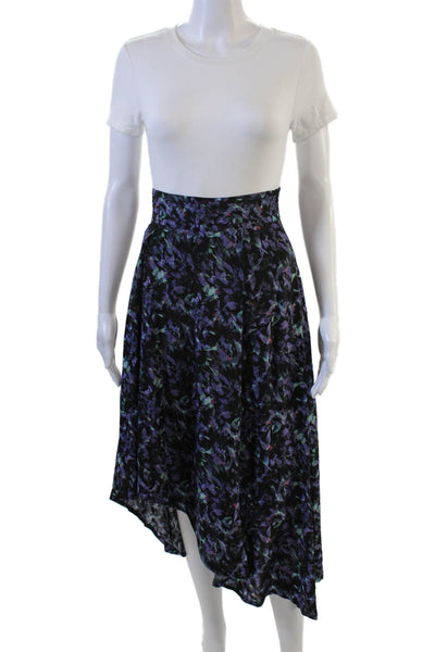 IRO Womens A-Line Floral Viscose Knee Length Skirt Black Size 34