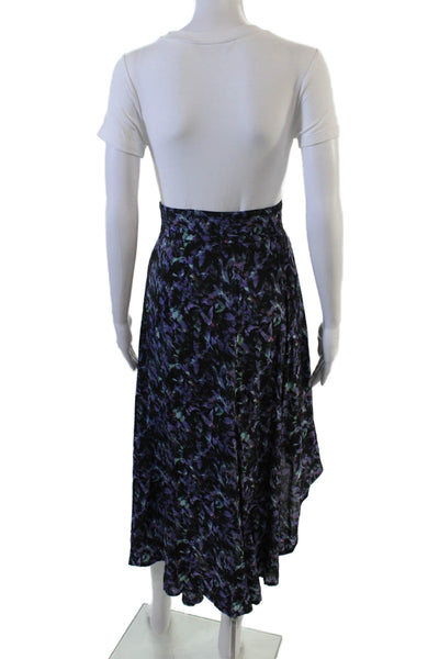 IRO Womens A-Line Floral Viscose Knee Length Skirt Black Size 34