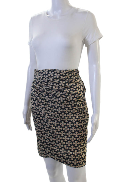 Ba&Sh Womens Beige Floral Straight Pencil Wrap Cotton Knee Length Skirt Size 4
