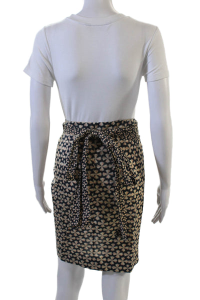 Ba&Sh Womens Beige Floral Straight Pencil Wrap Cotton Knee Length Skirt Size 4
