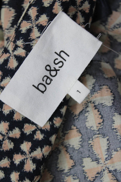 Ba&Sh Womens Beige Floral Straight Pencil Wrap Cotton Knee Length Skirt Size 4