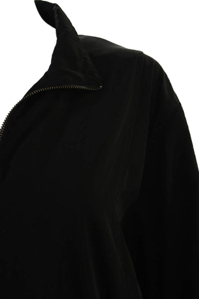Frame Womens Windbreaker Jacket Black Collared Zip Long Sleeve Petites Size S