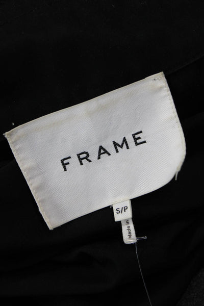 Frame Womens Windbreaker Jacket Black Collared Zip Long Sleeve Petites Size S