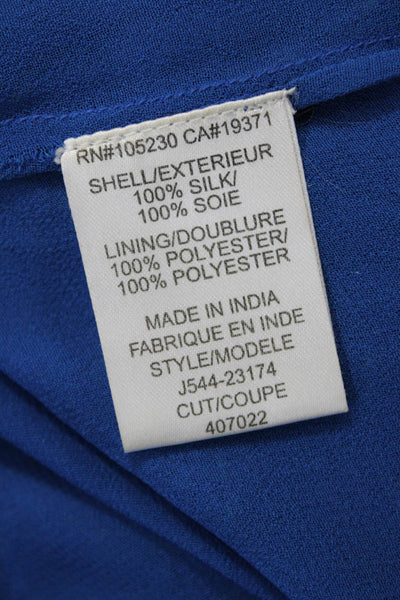 Joie Womens Silk Short Sleeve Blouse Round Neck Blue Marine Size S
