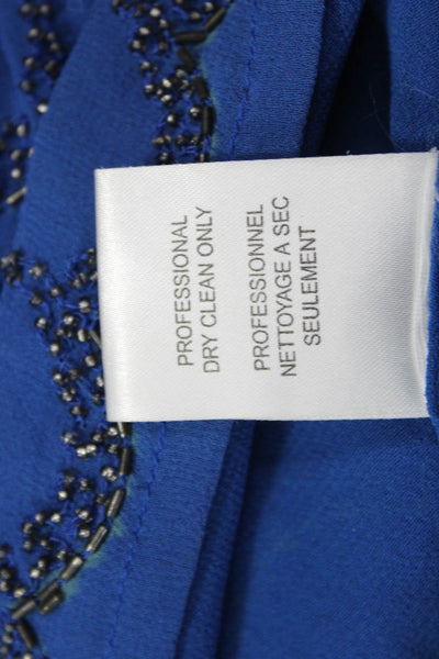 Joie Womens Silk Short Sleeve Blouse Round Neck Blue Marine Size S