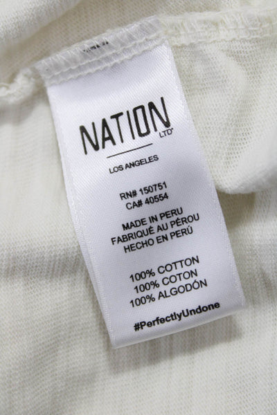 Nation LTD Women Boho Button-Up V-Neck White Long Sleeve Cotton Size S