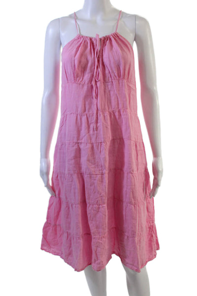 Calypso Christiane Celle Womens Pink Linen Sundress Knee Length Size M