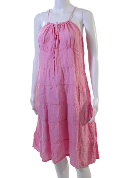 Calypso Christiane Celle Womens Pink Linen Sundress Knee Length Size M