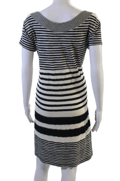 Maeve Anthropologie Women Black Striped Cashmere Silk Sweater Dress Size M