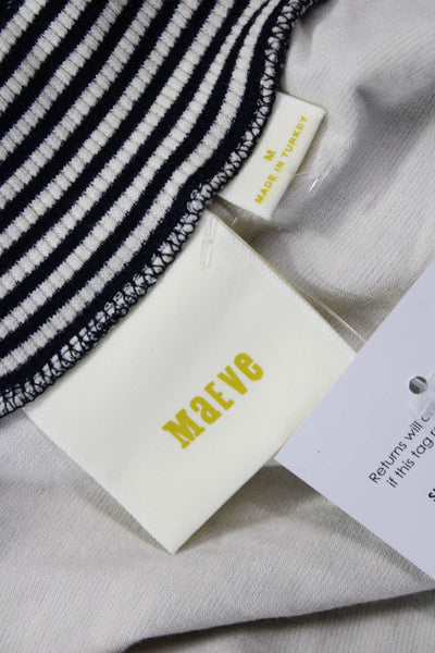 Maeve Anthropologie Women Black Striped Cashmere Silk Sweater Dress Size M