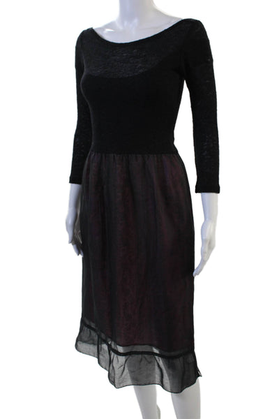Tracy Feith Women Fit & Flare Sweater Dress Black 3/4 Sleeve Cotton Size 1