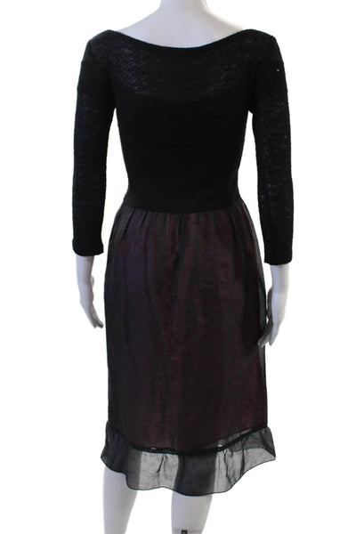 Tracy Feith Women Fit & Flare Sweater Dress Black 3/4 Sleeve Cotton Size 1