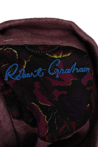 Robert Graham Mens Pullover Mock Neck Zip Purple Long Sleeve Size L