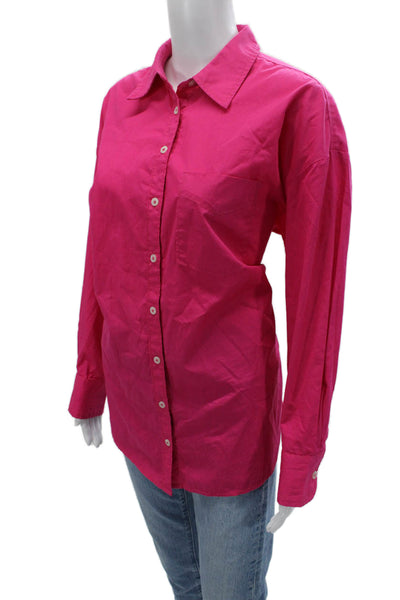 Maeve Anthropologie Womens Basic Pink Cotton Button-Up Long Sleeve Size S