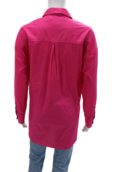 Maeve Anthropologie Womens Basic Pink Cotton Button-Up Long Sleeve Size S