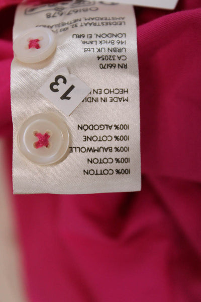 Maeve Anthropologie Womens Basic Pink Cotton Button-Up Long Sleeve Size S