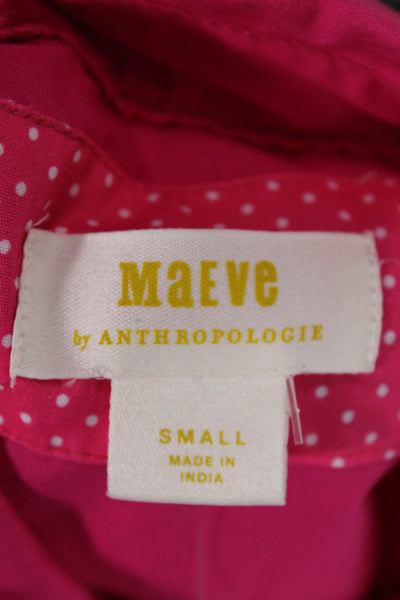 Maeve Anthropologie Womens Basic Pink Cotton Button-Up Long Sleeve Size S