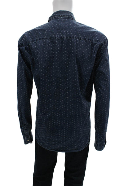 Lexington Clothing Co. Mens Polka Dot Collared Button-Down Shirt Blue Size 2XL