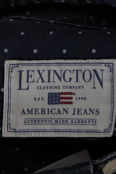 Lexington Clothing Co. Mens Polka Dot Collared Button-Down Shirt Blue Size 2XL