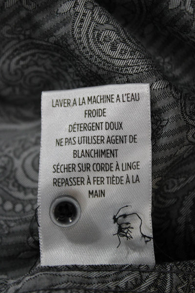 Robert Graham Mens Cotton Paisley Print Collared Button-Down Shirt Gray Size L
