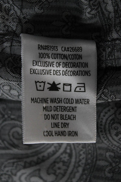 Robert Graham Mens Cotton Paisley Print Collared Button-Down Shirt Gray Size L