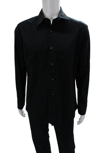 Banana Republic Mens Cotton Long Sleeve Collared Button-Down Shirt Black Size L