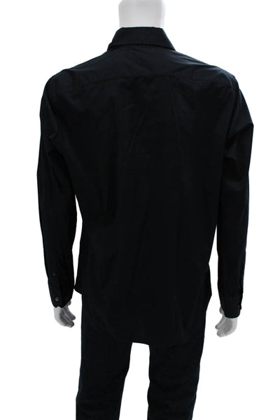 Banana Republic Mens Cotton Long Sleeve Collared Button-Down Shirt Black Size L