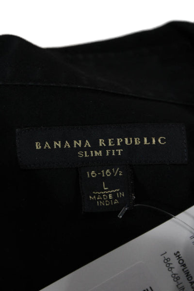 Banana Republic Mens Cotton Long Sleeve Collared Button-Down Shirt Black Size L